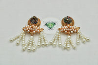 Crushed Stone Earrings with Faux Pearls - E1107