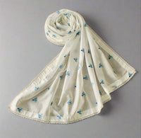 Embroidered Swiss Lawn Shawl With Lace - E1396