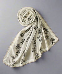 Embroidered Swiss Lawn Shawl With Lace - E1395