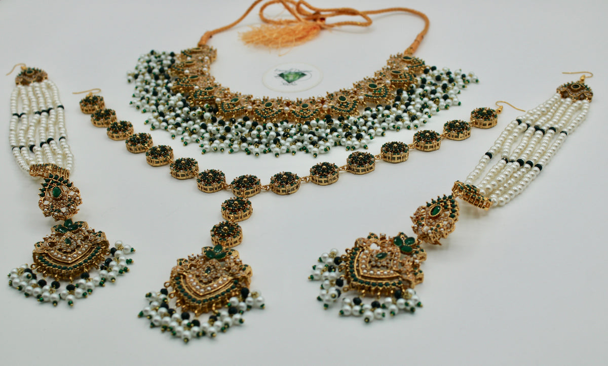 Faux Pearl and Semi Precious Gemstone Bridal Set - E1126