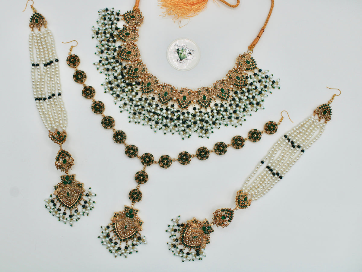 Faux Pearl and Semi Precious Gemstone Bridal Set - E1126