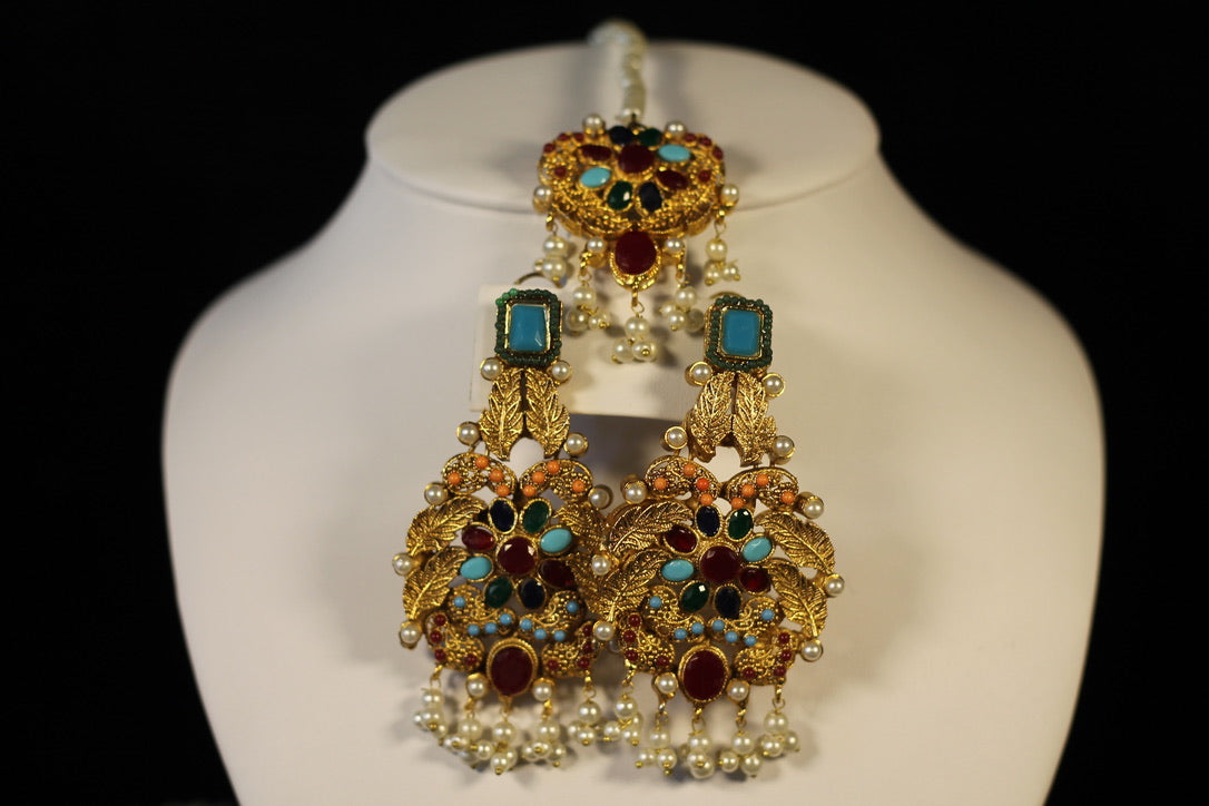 Multicolour Rajwadi Teeka Set - E1337